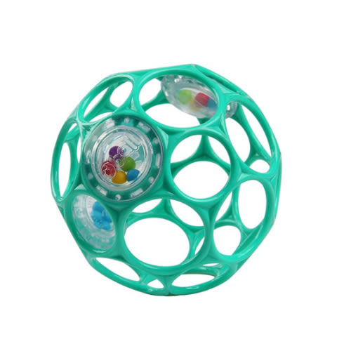 Bright Starts Oball Easy-Grasp Rattle BPA-Free Infant Toy in Teal, Age Newborn and up, 4 Inches