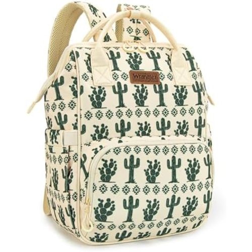 Wrangler Diaper Bag Backpack Aztec Travel Backpack Purses Western Multi-Function Baby Bags for Mom with Waterproof Insulated Pockets