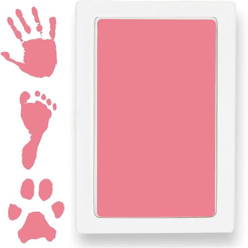 Large Clean Touch Ink Pad for Baby Handprints and Footprints – Inkless Infant Hand & Foot Stamp – Safe for Babies, Doesn’t Touch Skin – Perfect Family Memory or Gift, Pink Print Kit by Tiny Gifts