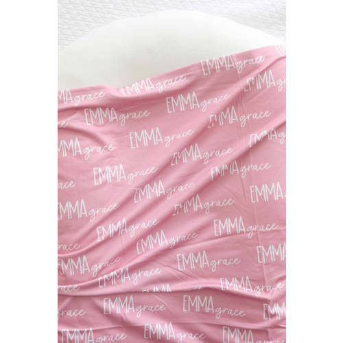 Personalized Baby Name Swaddle Blanket Font Duo | Best Selling Pinks