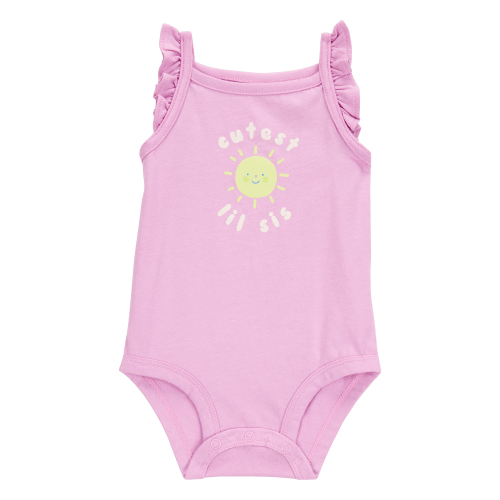 Baby Lil Sis Flutter-Sleeve Bodysuit - Pink - Carter's | Carter's