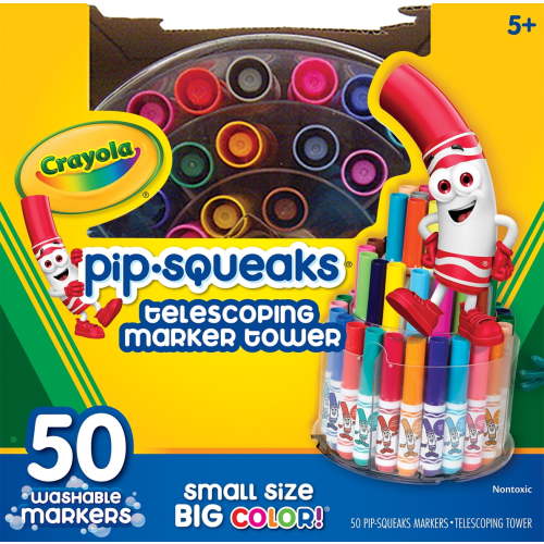 Crayola Pip Squeaks Marker Tower for Toddlers, 50 Washable Colors, Art and Craft, Safe and Nontoxic