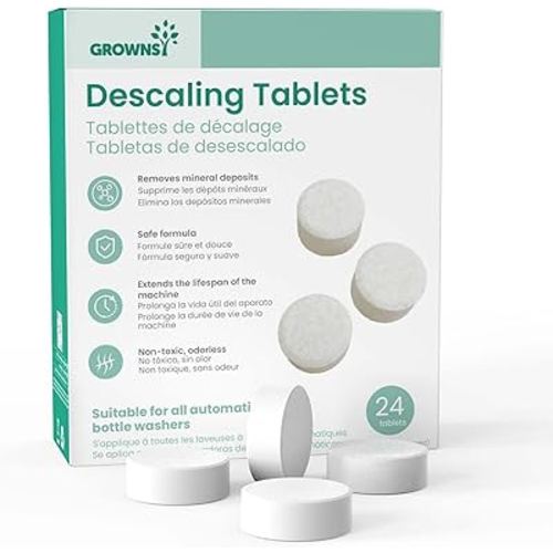 GROWNSY Descaling Tablets Descaler, 24 Descaling Tablets Compatible with Momcozy, Baby Brezza Bottle Washer, Effective for Bottle Washer, Warmer, Sterilizer, Formula Maker