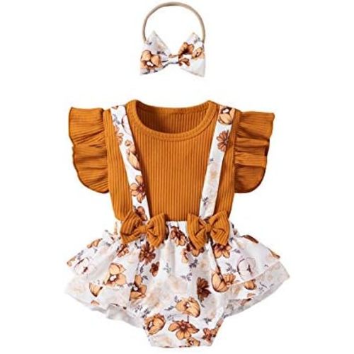 MERSARIPHY Baby Girl Summer Clothes Set Cute Newborn Floral Ruffle Fly Sleeve Romper Shorts Jumpsuit+Headband Outfits