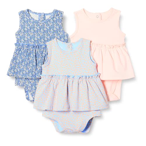 Amazon Essentials Baby Girls' Sleeveless Bodysuit Dress, Pack of 3