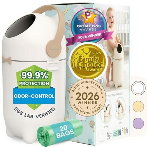 iTouchless Odor-Locking Nursery Pail | 2026 Award-Winning Bin | Boho White