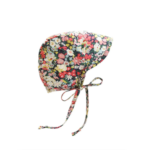 Brimmed Wild Poppy Baby Bonnet Cotton -Lined