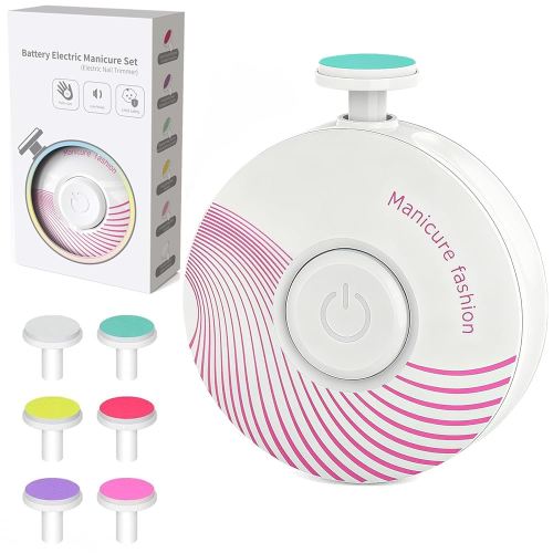 Electric Baby Nail Trimmer, Baby Nail File, Safe Baby Nail Clippers, 6 Grinding Heads Queit Baby Nail Polish Grooming Kit for Newborn Infant Toddler Adult Battery Operated (Not Included)