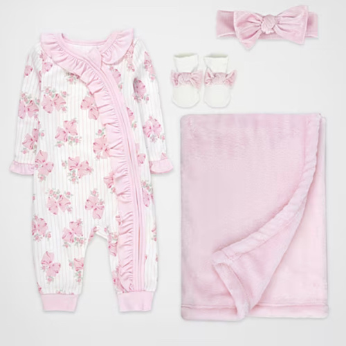 Baby Essentials Baby Girls 4-pc. Baby Clothing Set, Color: Pink - JCPenney