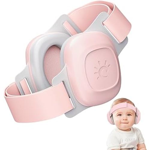 BEBOAN Baby Ear Muffs Noise Protection, 25 dB Baby Noise Cancelling Headphones for Infants Toddlers 0–48 Months, Soft Comfortable & Adjustable, Portable Infant Airplane Travel Essential, Pink