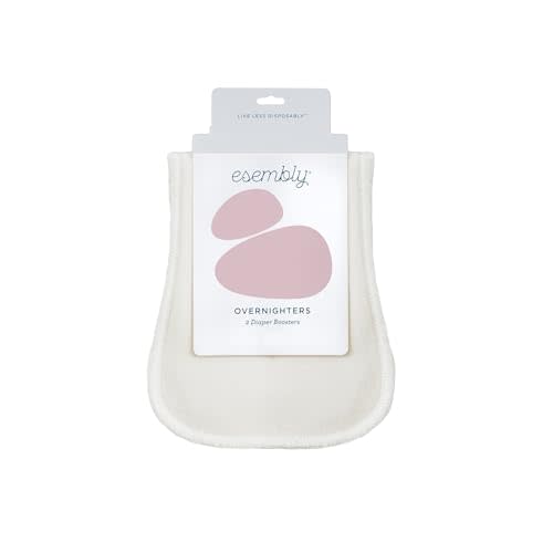 Esembly Overnighters, Cloth Diaper Doubler, Absorbency Booster, Reusable Organic Cotton Diaper Stay-Dry Liner for Nighttime or Heavy Wetters, Super Thirsty Cloth Diaper Insert, One Size, Pack of 2