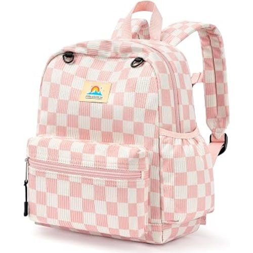 STEAMEDBUN Corduroy Toddler Backpack for Girls 2-4: Kids backpack for Boys Girls - 12 inch Preschool Kindergarten Backpacks - Checkerboard