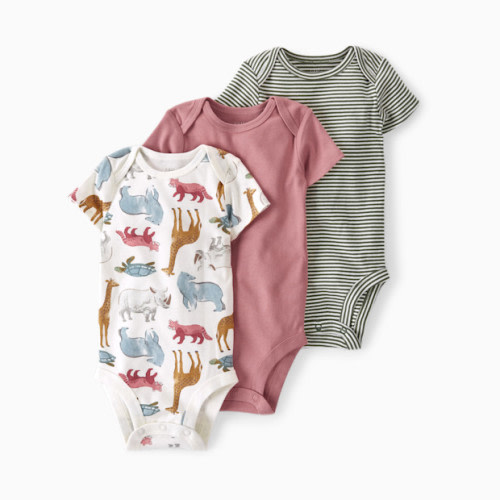 Little Planet 3-Pack Organic Cotton Rib Bodysuits - Endangered Species