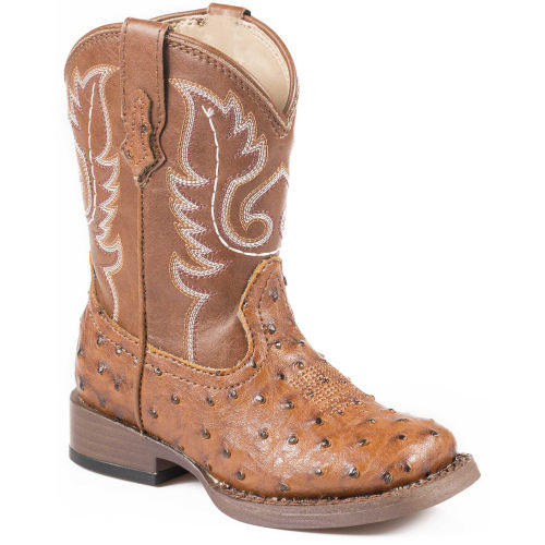 Roper Toddler Boys' Ostrich Print Western Boots - Square Toe