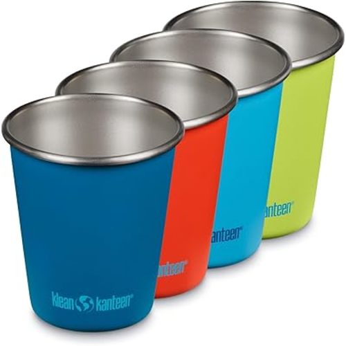 Klean Kanteen 10 oz Stainless Steel Cup - Drinkware Set - Stackable, Reusable Cup - Great as Camping Cups - Dragon Tails, Pack of 4