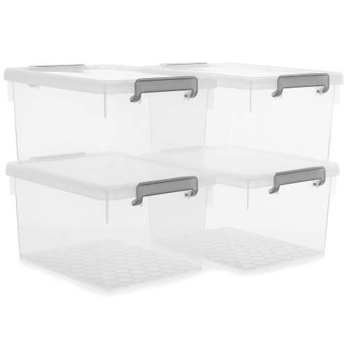 Kerhouze 22 Qt 4 Packs Clear Storage Bins with Lids Plastic Large Stackable 6.2"L x 12.5"W x 9"H