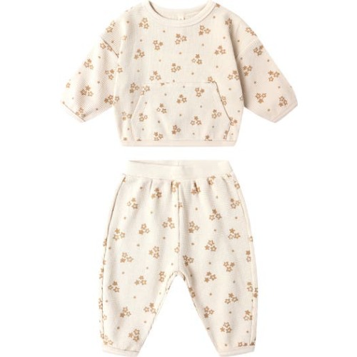Star Print Waffle Knit Organic Cotton Sweatshirt & Joggers Set, 3-6M