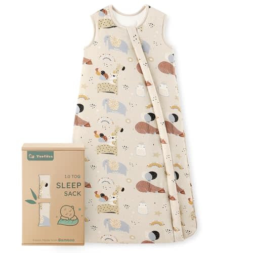 Yoofoss Rayon Made from Bamboo Baby Sleep Sack 0-6 Months 1.0 Tog Baby Wearable Blanket, Super Soft Infant Toddler Sleeping Sack 2-Way Zipper