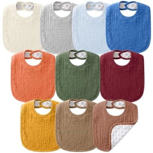 NISXABEBE Muslin Baby Bibs for Unisex Boys Girls, Cotton Drool Bibs, Adjustable Newborn Bibs for Drooling and Teething