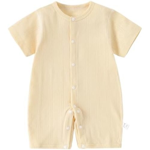AMIYAN Unisex Baby Cotton Romper Boys Short Sleeve One-Piece Jumpsuit Infant Snap Up Bodysuits Summer Outfits 0-24M