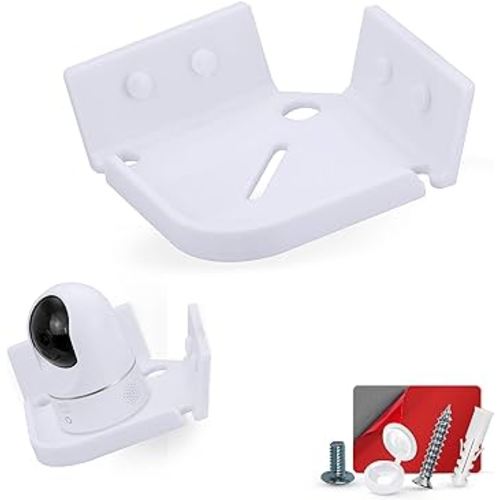 BRAINWAVZ Drill Free Tilted Corner Wall Mount Small Shelf for Baby Monitors, Home Security Cameras & More, Strong VHB Adhesive with Screw in Option, Easy to Install, No Mess