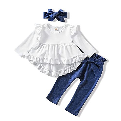 NZRVAWS Baby Girl Clothes Toddler Girl Outfit 3 6 12 18 24 Months 2T 3T Clothing Fall Winter Shirt Long Pant Clothing