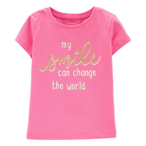 Glitter Smile Jersey Tee - 6M - Pink