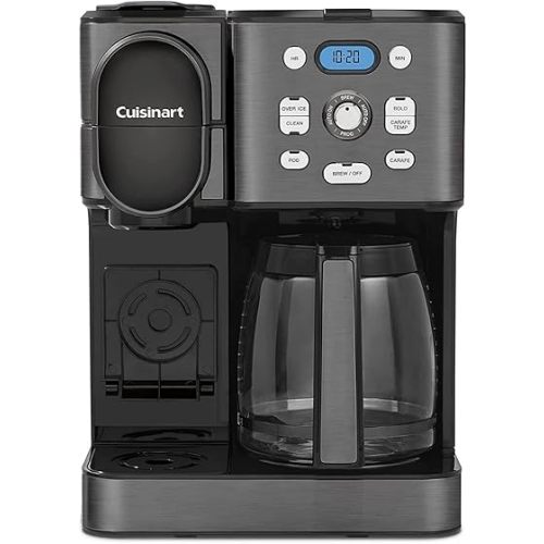 Cuisinart 12-Cup Coffee Maker, Single-Serve Brewer Glass Carafe, Automatic Hot & Iced Coffee Machine, Brew Strength Control and Brew Pause, SS-16BKS, Black Stainless Steel