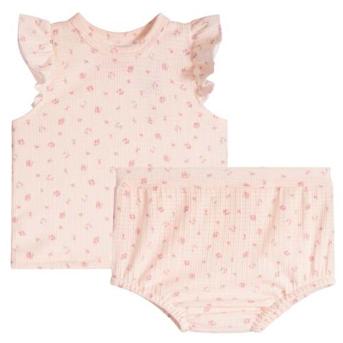 2pc Pointelle Blush Rosebud Diaper Set