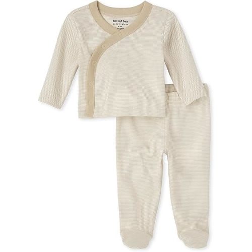 The Children's Place Baby Newborn Take Me Home Set, 100% Cotton, Long Sleeve, Side Snap Kimono Top and Pants