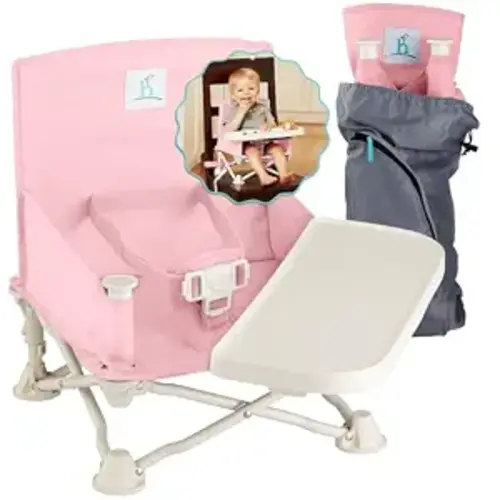 OmniBoost Booster Seat with Tray for Baby, Travel High Chair, Pink