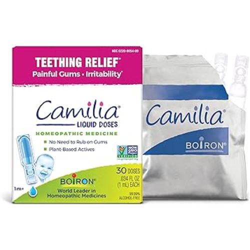 Boiron Camilia Teething Drops for Daytime and Nighttime Relief of Painful or Swollen Gums and Irritability in Babies - 30 Count
