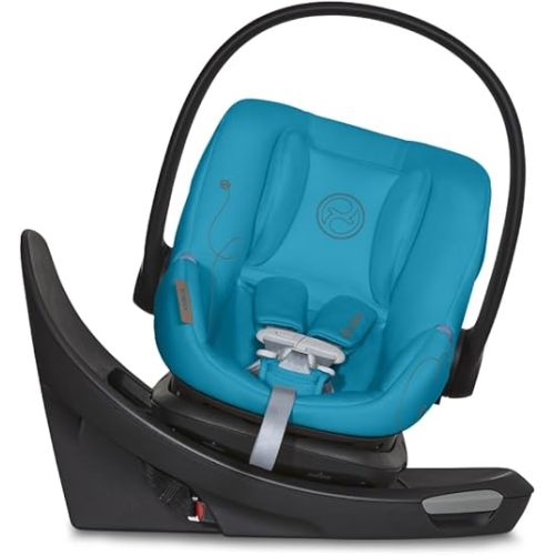 Cybex Aton G Swivel Infant Car Seat with 180-Degree Rotate, Linear Side-Impact Protection, 11-Position Headrest, SensorSafe & Safelock Base, Beach Blue