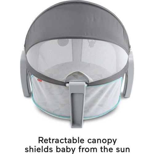 Fisher-Price Portable Bassinet On-The-Go Baby Dome, Travel Play Space with Developmental Newborn Toys & Canopy, Windmill