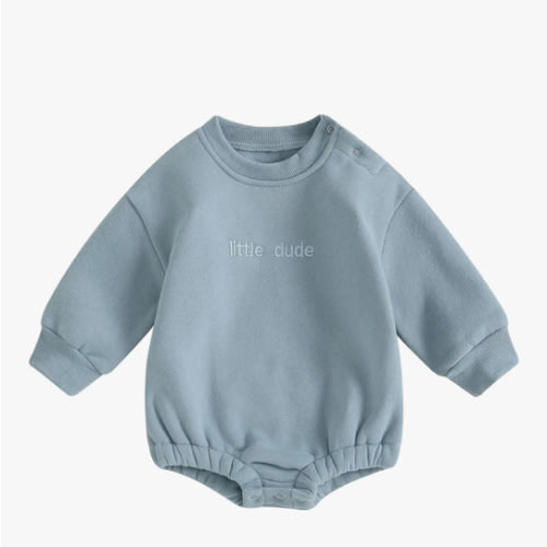 VISGOGO Newborn Infant Baby Boy Girls Oversized Romper Little Dude Sweater Onesie Coming Home Outfit Neutral Clothes