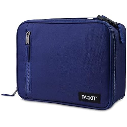 PackIt® Freezable Classic Lunch Box, True Blue, Built with EcoFreeze® Technology, Collapsible, Reusable, Zip Closure With Front Pocket and Buckle Handle, For Work Lunches and Fresh Lunch On the Go