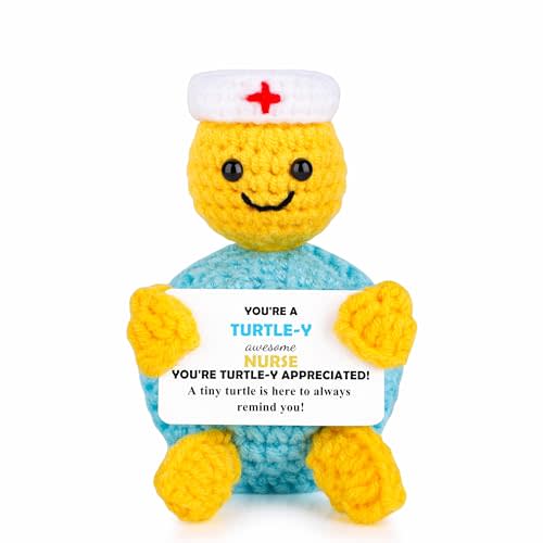 JoycuFF Nurse Gifts - Funny Turtle Nurses Appreciation Gifts for Women Men | Thank You Nurse Week Gift Handmade Emotional Positive Nurses Crochet