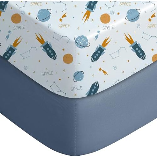 Yoofoss 2-Pack Pack and Play Sheets Fitted 38x26 (Pink+Love)