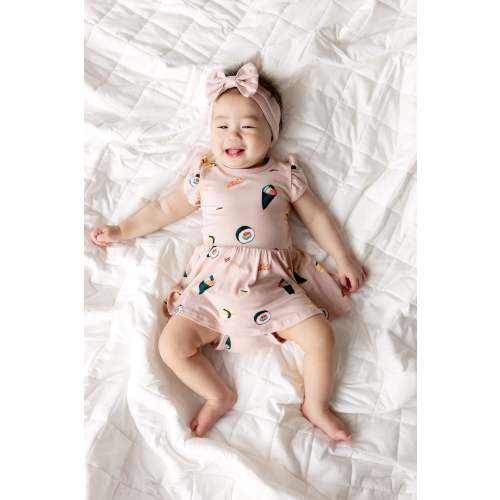Twirl Bodysuit Dress in Blush Sushi