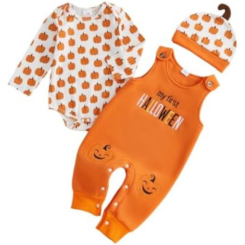 Socutebabe Holiday Baby Boy Outfit Romper Overalls Hat 3 Piece Clothes Set