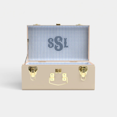 Mini Trunk - Limited Edition Beige - Picnic in Blue / Embroidery