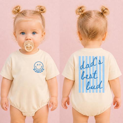 Baby First Father’s Day Outfit • Dad’s Best Bud Baby Bodysuit • Personalized Baby Name Onesie® • Trendy Bubble Romper • Baby Boy Girl Gift