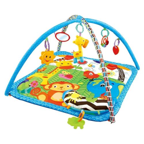 Baby Gyms Play Mats Toddler Fold Acctivity Gyms Play Mat Colorful Baby Pad with Animal Toys, Giraffe