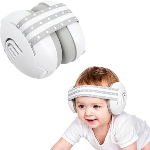 Baby Earmuffs with Elastic Headband, Hearing Protection, 0-36 Months, White