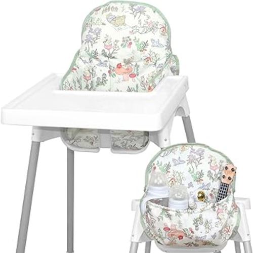 for IKEA High Chair Cushion, for Antilop Cushion, with High Chair Handy Pocket Pouch, for IKEA Antilop Highchair, Cotton Soft, Baby Sitting More Comfortable