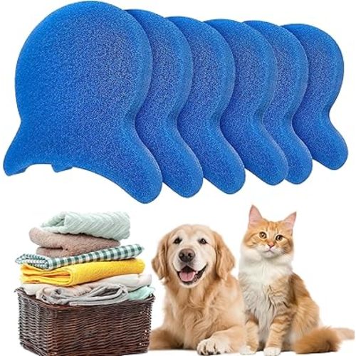 6 PCS Pet Hair Remover for Laundry- Effectively Removes Fur, Lint & Dander - Reusable, Eco- Friendly Laundry Pet Hair Catcher - Gentle Washing (Blue)