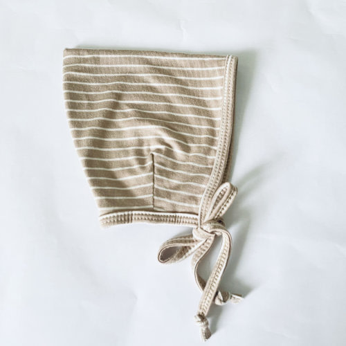 Sand Stripe Baby Bonnet: Lightweight Pointed Pixie Hat