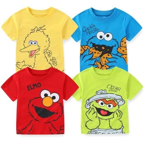 Sesame Street Boys 4 Pack T-Shirts for Infant and Toddler Kids