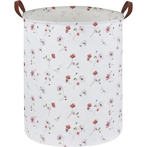 Kids Laundry Hamper,Flower Laundry Basket Collapsible Girls Storage Baskets for Home Decor,Office,Home Organizer,(Dried flowers