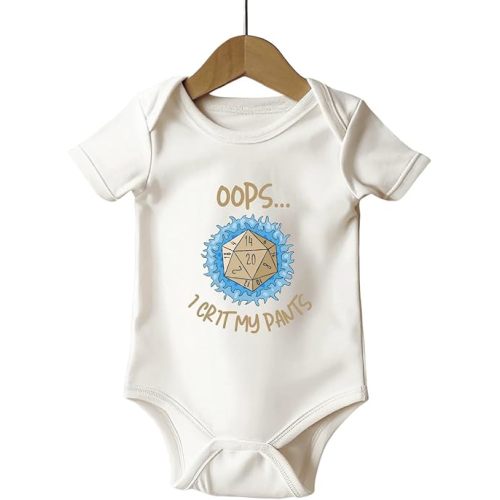 Personalized Handmade: Oops I Crit My Pants Shirt and Baby Bodysuit, Dungeons and Dragons Shirt, DND Geek Kids Outfit